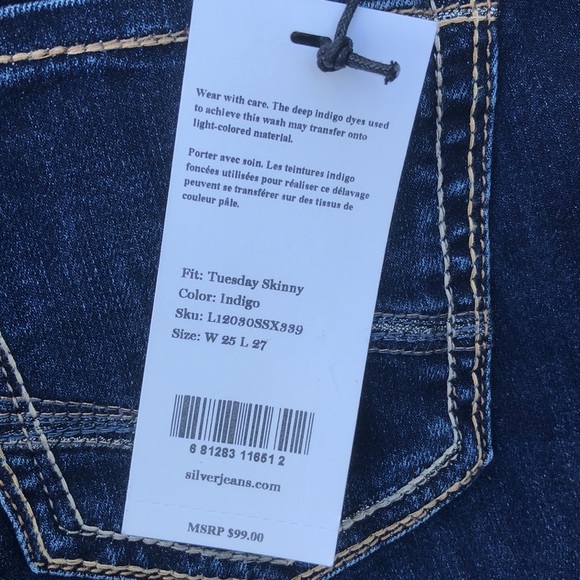 NWT Silver Jeans Tuesday Skinny Low Rise - Picture 5 of 11